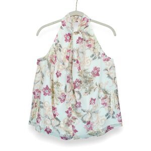 NWT LOFT Sleeveless Shimmer Floral‎ Twist Halter Top Size XS ~ Women's MSRP $55
